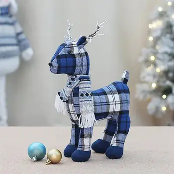 Zilu Elk Pildījumu Dzīvnieku | Ziemeļbriežu Lelle Elk Dekoratīvi Auduma Galda Dekori Plīša Rotaļlietas | Ideāli Piemērots Ziemassvētku Eglītes Puse